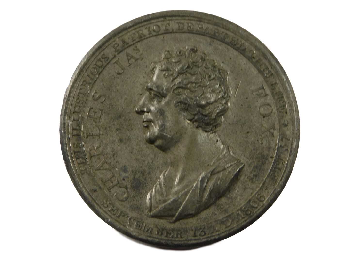 Lot 332 - A 19thC silvered medallion, struck to...