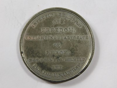 Lot 332 - A 19thC silvered medallion, struck to...