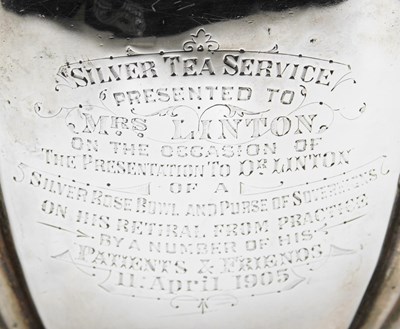Lot 3 - An Edward VII four piece silver tea set, with...