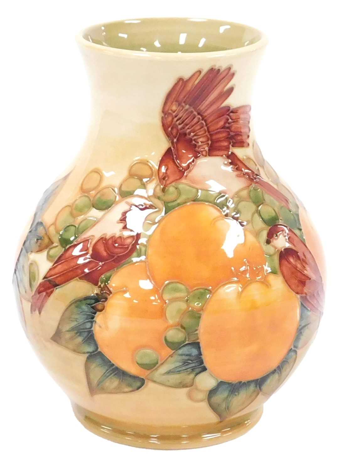 Lot 10 - A Moorcroft pottery Finches pattern vase, of...