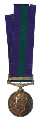 Lot 213 - A General Service medal, George VI to the...