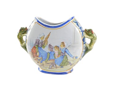 Lot 303 - A 19thC Porquier Beau Botanical faience moon...