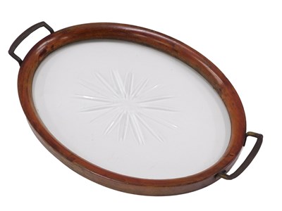 Lot 174 - An Edwardian mahogany oval tray, with cut...