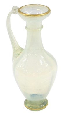 Lot 472 - A late Victorian vaseline glass ewer, with...