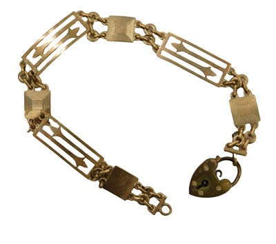 Lot 96 - A square and rectangular fancy link bracelet,...