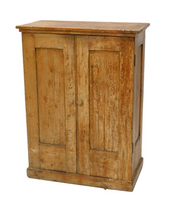 Lot 1176 - A 19thC stripped pine cupboard, with two...