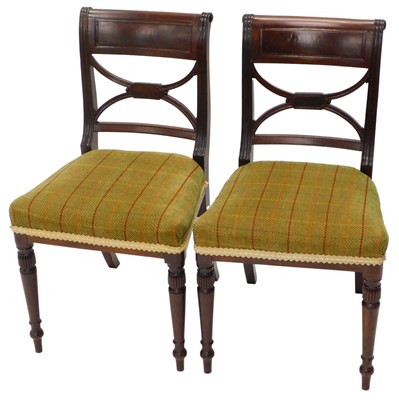 Lot 1226 - A pair of 19thC mahogany dining chairs, each...