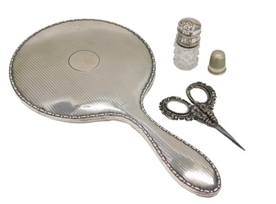 Lot 367 - A silver topped scent bottle, silver handle...