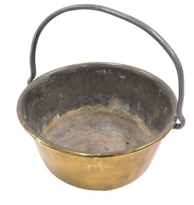 Lot 459 - A late 19thC brass preserve pan, with iron...