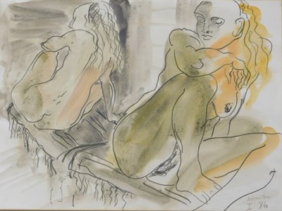 Lot 911 - Edward Piper (1938-1990). Nude by a mirror,...