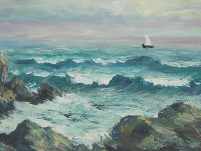 Lot 938 - J Boeft (20thC School). Ships on stormy seas,...