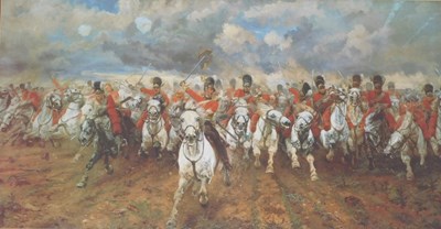 Lot 1180 - After Lady Butler. Scotland forever, print,...