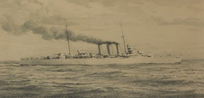 Lot 929 - 20thC School. Kent class cruiser on calm...