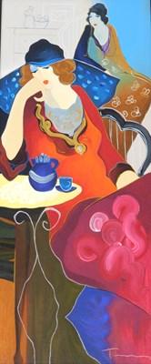 Lot 922 - Itzchak Tarkay (1935-2012). Tired at Tea,...