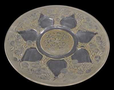 Lot 10 - A mid-20thC clear and frosted glass plate, of...