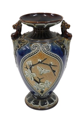 Lot 210 - A 19thC Doulton Lambeth stoneware vase, in the...