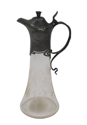 Lot 216 - An early 20thC Art Nouveau pewter and cut...