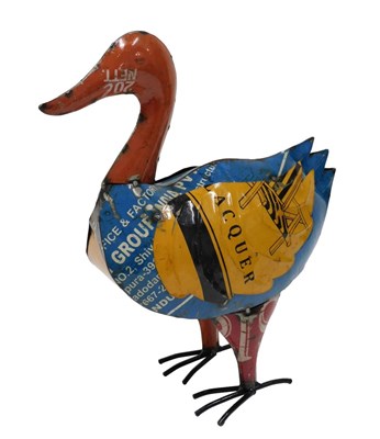 Lot 229 - A metal duck sculpture, formed of various...