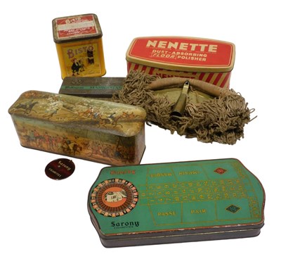 Lot 399 - Various tins and advertising, a Bisto tin,...