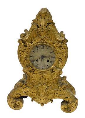 Lot 231 - A 19thC style rococo design mantel clock, the...