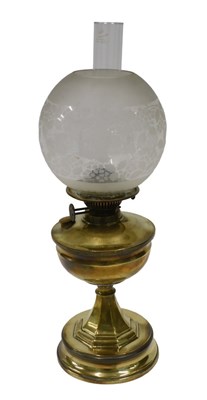 Lot 237 - An Edwardian oil lamp, with clear funnel,...