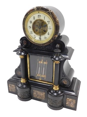 Lot 431 - A 19thC architectural slate and marble mantel...