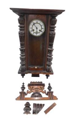 Lot 252 - A 19thC walnut Vienna wall clock, of small...