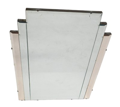 Lot 253 - A mid-20thC Art Deco stepped mirror, with...