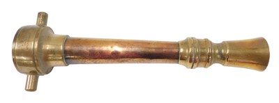 Lot 454 - An early 20thC copper and brass fire hose...