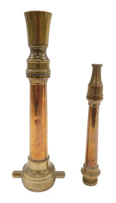Lot 457 - An early 20thC copper and brass fire hose...