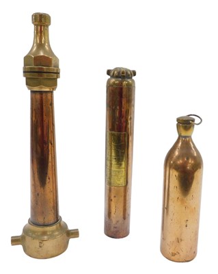 Lot 458 - An early 20thC copper and brass fire hose...