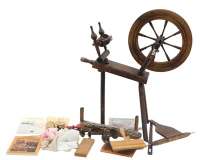 Lot 467 - A part spinning wheel, on turned legs, with a...