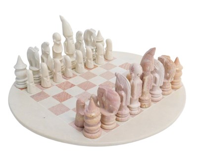 Lot 481 - A 20thC marble finish chess set, to...