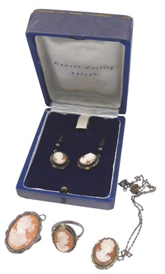 Lot 561 - A group of 20thC marcasite and cameo jewellery,...