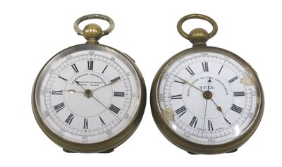 Lot 562 - Two 20thC brass chronograph watches, each with...