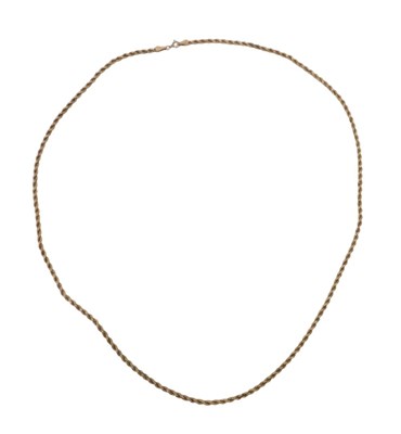 Lot 33 - A 9ct gold rope twist necklace, 60cm long, 2.8g.