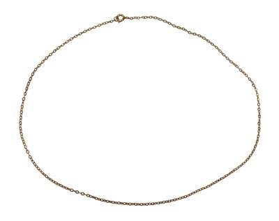 Lot 35 - A 9ct gold flattened curb chain, 40cm long, 0.9g.