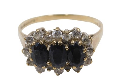 Lot 48 - A 9ct gold dress ring, the three sectional...