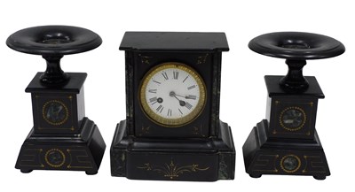 Lot 282 - A late 19thC slate and marble clock...