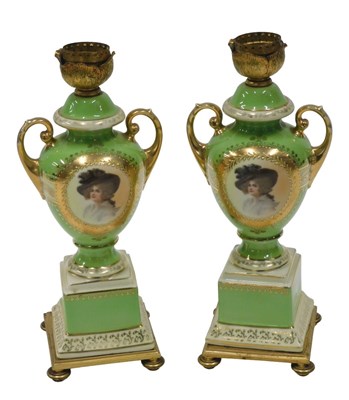 Lot 283 - A pair of Continental porcelain and ormolu...