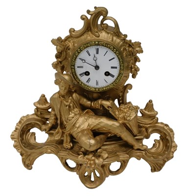 Lot 284 - A late 19thC gilt metal mantel clock, the 8cm...