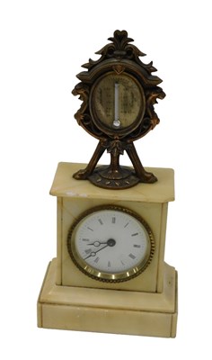Lot 285 - A late 19thC French clock and thermometer, the...