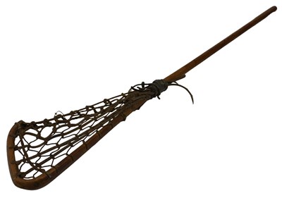 Lot 373 - A mid-20thC Lacrosse stick, with wooden handle,...