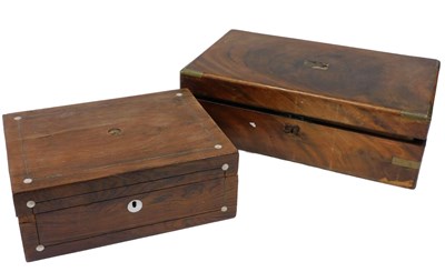 Lot 382 - A 19thC mahogany campaign style writing...