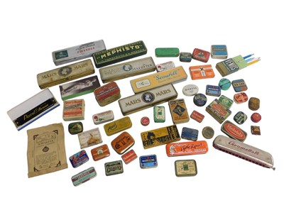 Lot 390 - Various tins, advertising, etc., a Mars pencil...