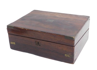 Lot 484 - A 19thC rosewood writing slope, of rectangular...