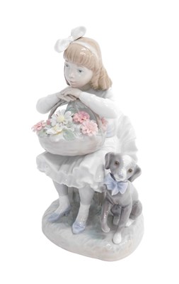 Lot 494 - A Lladro figure group Nina Floreal, 20cm high.