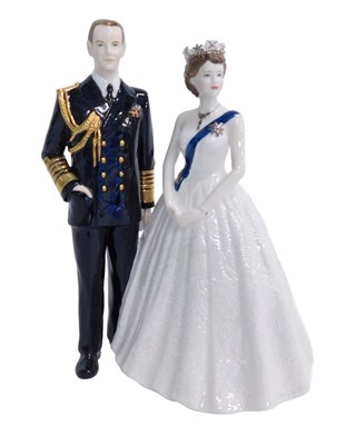 Lot 517 - A Coalport figure group, a Royal portrait by...