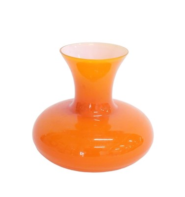 Lot 635 - A 20thC Art Glass vase in tangerine, possibly...