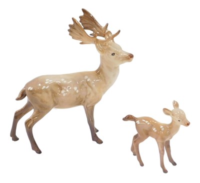 Lot 96 - A Beswick figure of a standing stag, 20cm high,...
